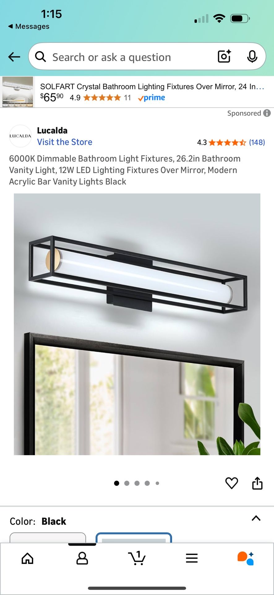 6000K Dimmable Bathroom Light Fixtures, 26.2in Bathroom Vanity Light, 12W LED Lighting Fixtures Over Mirror, Modern Acrylic Bar Vanity Lights Black