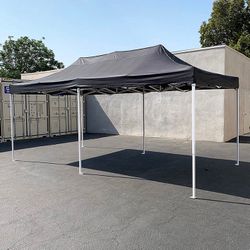(NEW) $185 Heavy-Duty 10x20 FT Outdoor Ez Pop Up Canopy Party Tent Instant Shades w/ Carry Bag (Black, Red)