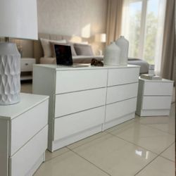 New Bedroom Set Dresser With Nightstands White //Juego De Cuarto 