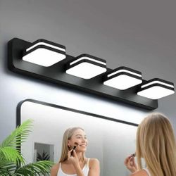 9676: New 1600LM LED Modern Bathroom Vanity Light Fixtures, 360° Rotate Acrylic Matte Black Vanity Lights for Bathroom, Modern Wall Lighting Fixtures 