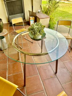 Vintage Ikea temper glass a dining table with chrome base