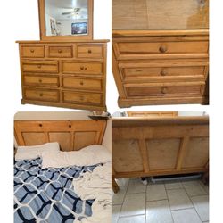 QUEEN  size bed frame, PLUS dresser PLUS nightstand set. 