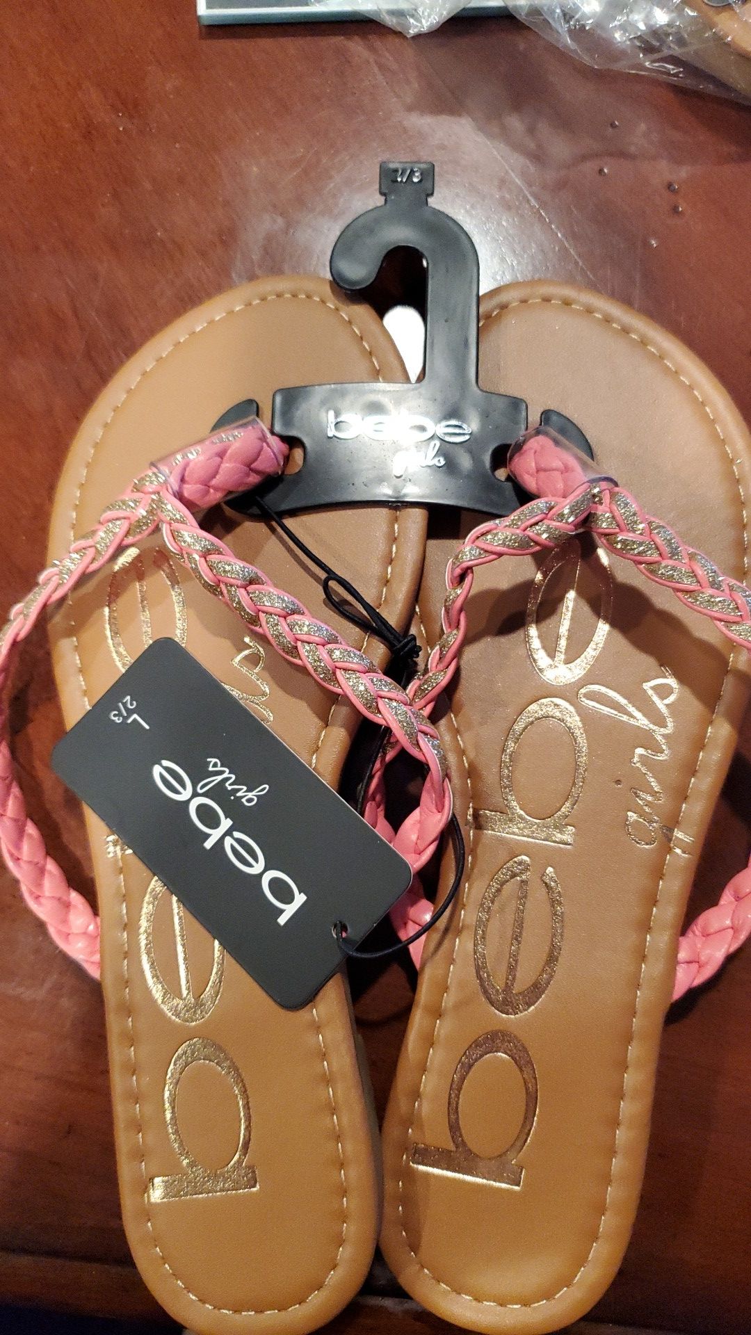 bebe Girls Braided Glitter Strap Sandals NEW