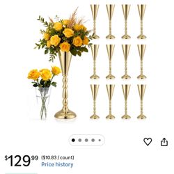 12 Pcs Trumpet Center Pieces Gold New $75 For Sale16.7 Inches 