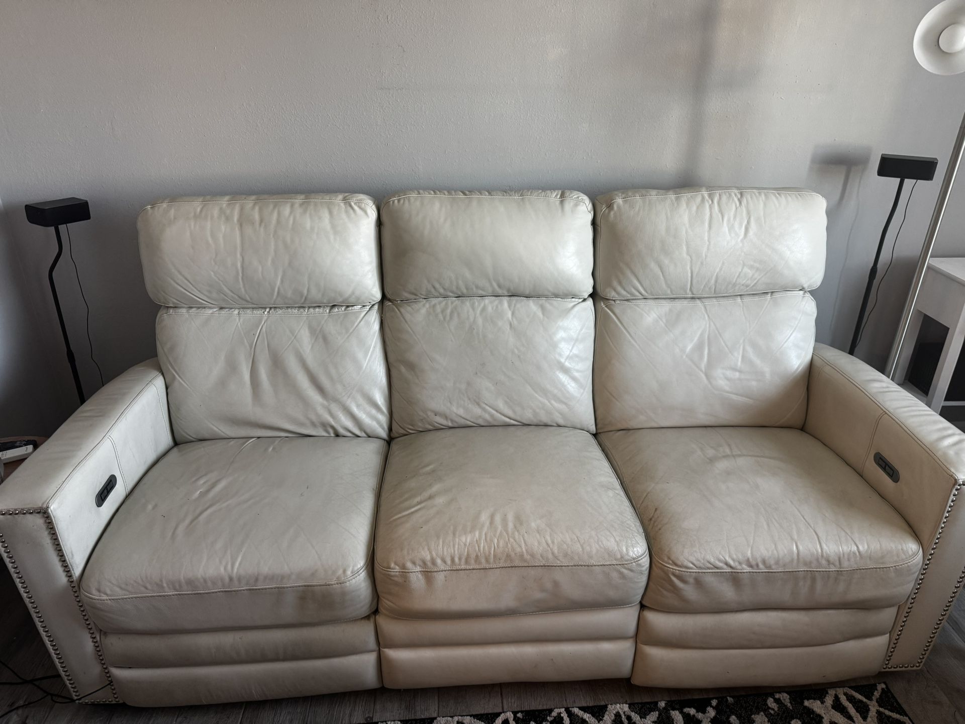 Leather Power Recline Sofa