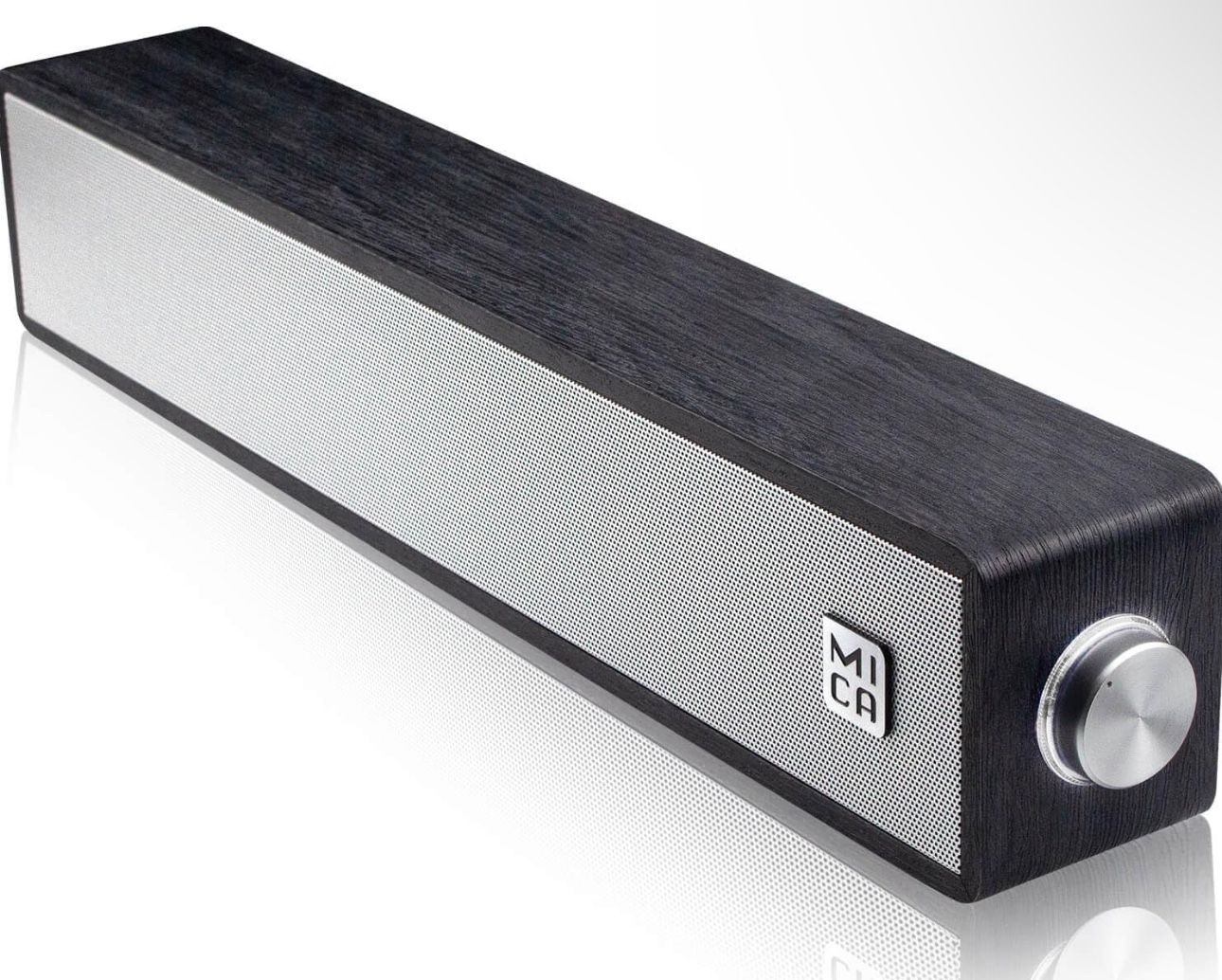 MICA Computer Speakers, Wired Computer Sound Bar, Wooden Mini Soundbar, USB Powered PC Speakers for Desktop Monitor, Laptop, Tablet, 3.5mm Aux Connect