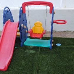 Mini Playground Set - Slide, Swing And Bball Hoop