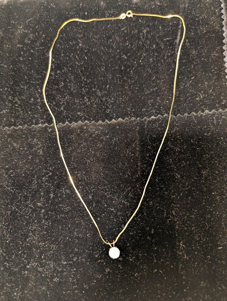 14k Real Gold Necklace with Fake Diamond