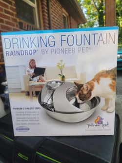 Pioneer pet stainless steel raindrop design drinking fountain