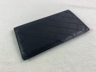 Authentic CHANEL Quilted Black Lamb Skin Leather Wallet.