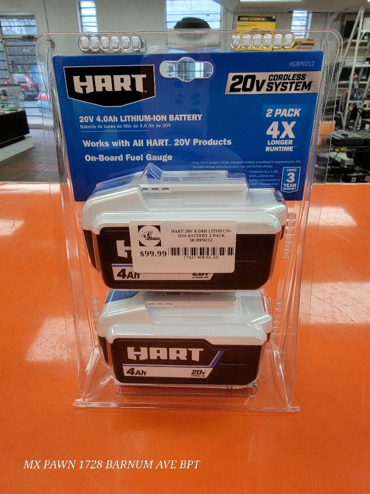Hart 20V (2) 4.0Ah Battery Pack