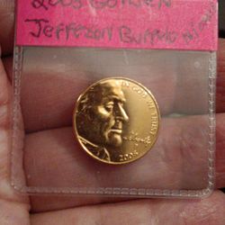 Very Rare 2005 Golden Jefferson Bufffalo Bison Nickel, A Great Rare Collectible Coin!