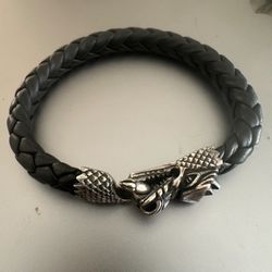 King Baby Large Dragon 🐲 925 Silver & Leather Bracelet 9" MSRP $835 **SALE**