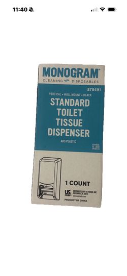 Monogram Standard Toilet Tissue Dispenser 875491 ABS Plastic Black