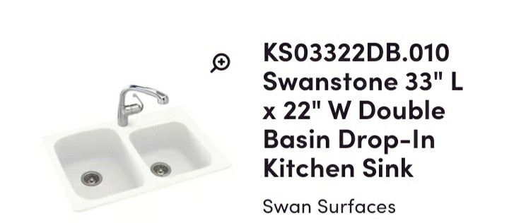 Kitchen sink Dual mount white