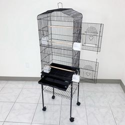 (NEW) $60 Small to Medium Bird Cage 60” Tall Parrot Parakeet Cockatiel Bird Cage 18x14x60” Rolling Stand