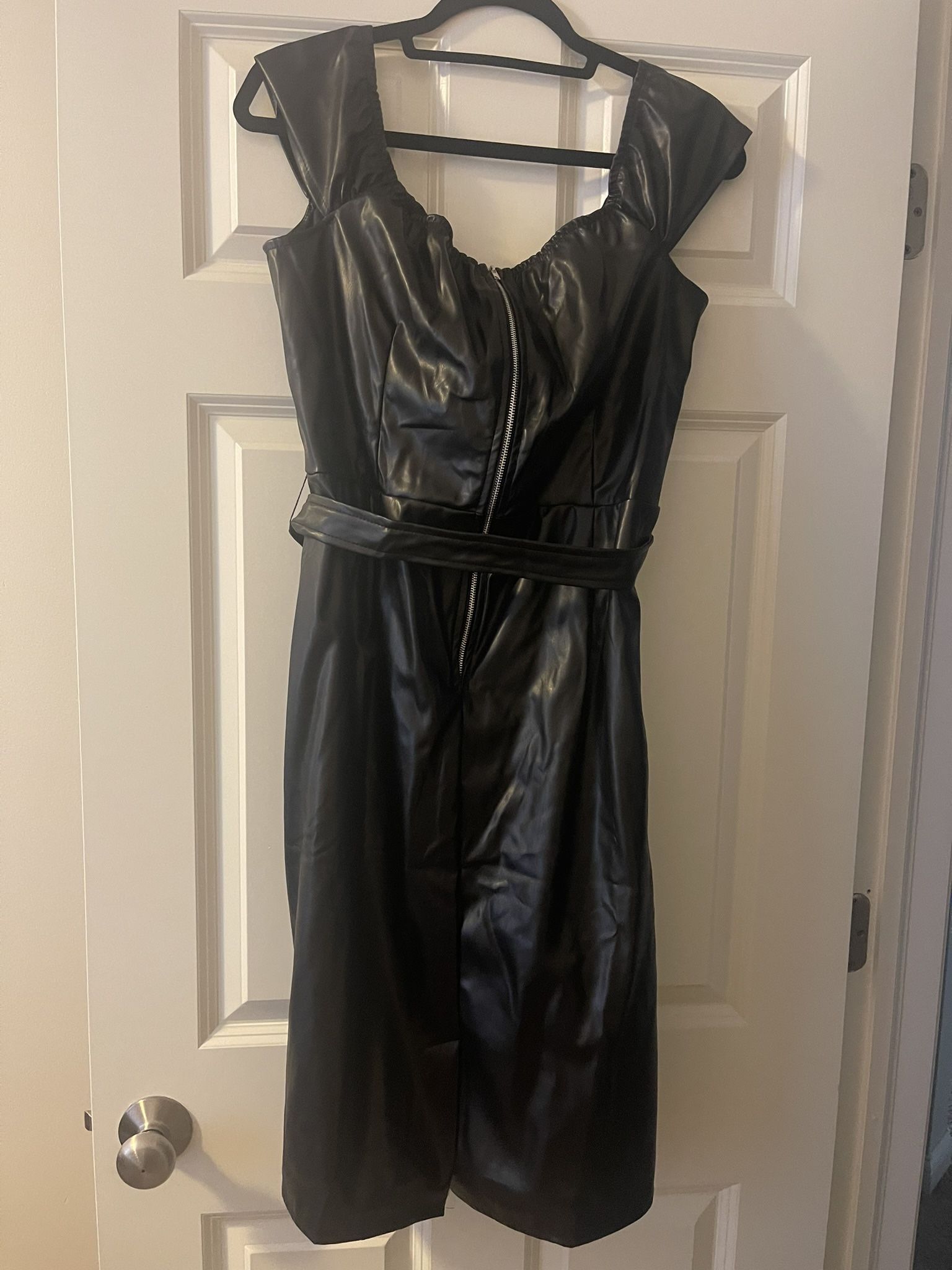Ashley Stewart Pleather Belted Dress 18/20 New