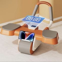 Abs Workout Wheel, Ab Roller Wheel with Timer and Phone Holder, Automatic Rebound Ab Abdominal Exercise Roller Wheel, Core Exercise Equipment for Home