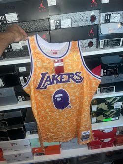 BAPE X Lakers jersey mitchell & ness hardwood classics