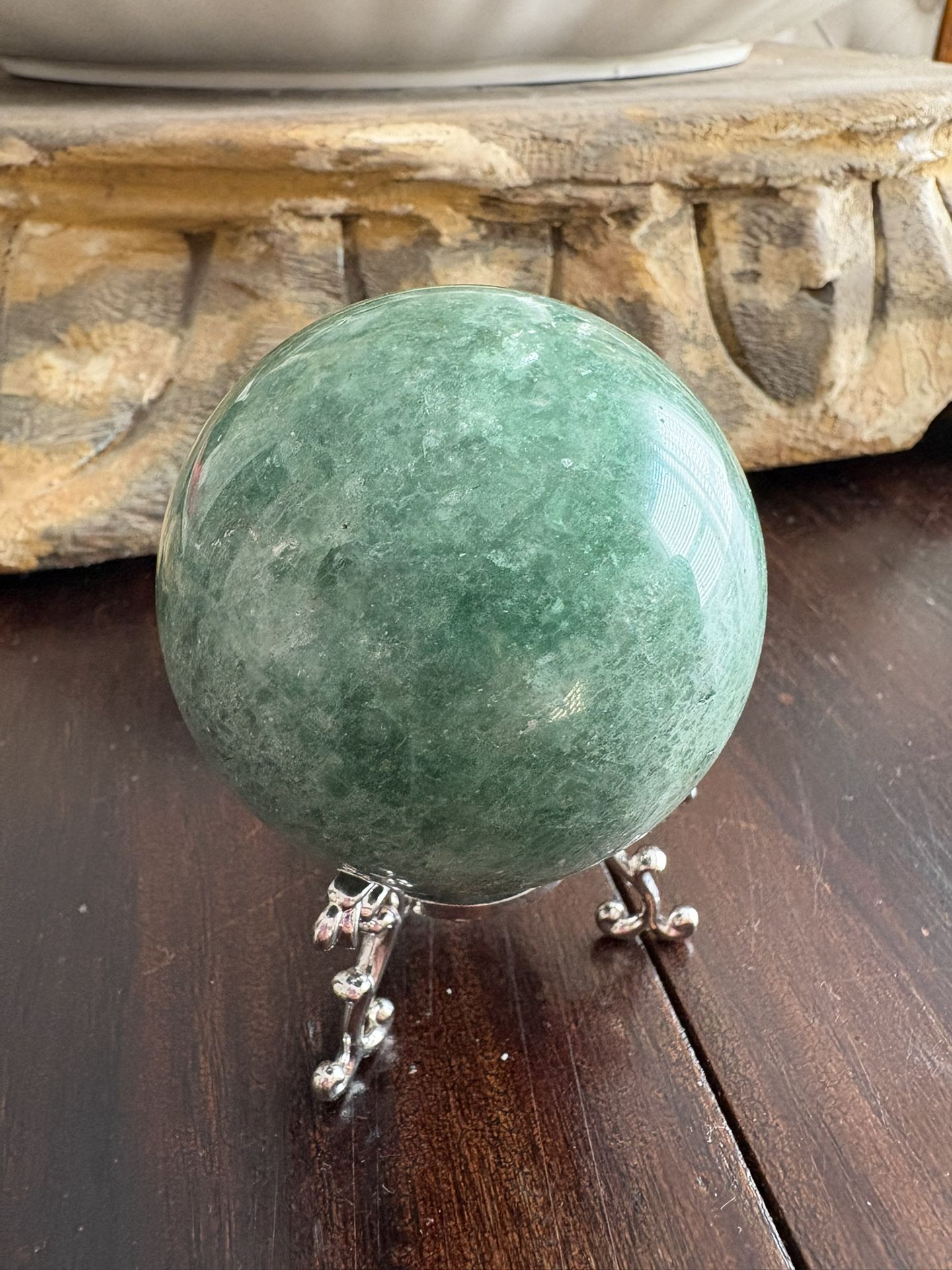 Green strawberry quartz sphere
