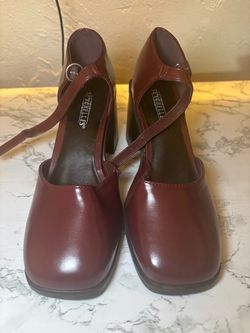Seychelles Burgundy Heels with Ankle Strap