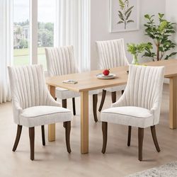 4X Beige color fabric dining chairs