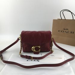 Coach New 20 Square Bag Shoulder Crossbody Chain Bag Red CW629