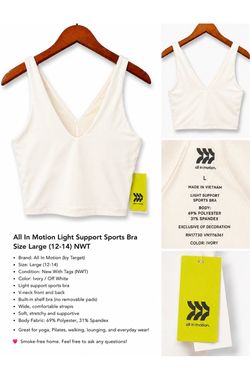 All In Motion Light Support Sports Bra – Size Large NWT