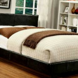 Platform Bed with Bluetooth speakers Espresso Queen Size New