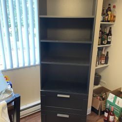 Tall Bookcase With 2 Drawers
