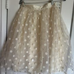 Ryu White Polka Dot Tulle skirt with velvet polka dots! Size Medium - $15