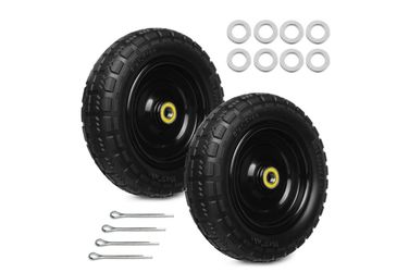 13 Inch Solid Rubber Tires, 4.00-6 Tire Flat Free with 5/8" Bearings, 2.17" Offset Hub for for GOR Garden Carts, Garden Wagon Carts, Trolleys, Hand Tr