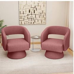 Swivel Accent Chair - Dark Pink Teddy 