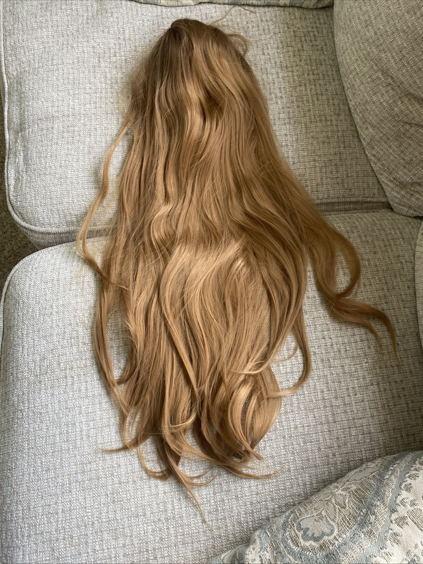 Quality European Lace front with center part Brown Human Hair wig 24" New