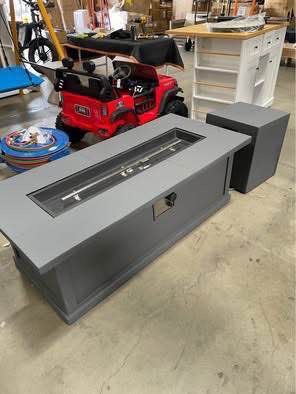 New Outdoor Propane Fire Pit Table with tank cover for Patio 56 Inch Concrete Fire Pit Table