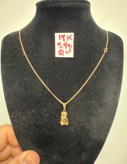 18K Solid Gold Chain and Pendant 5.4Gr 18 Inches Long