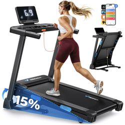 MERACH T12 Foldable Treadmill with 15% Auto Incline