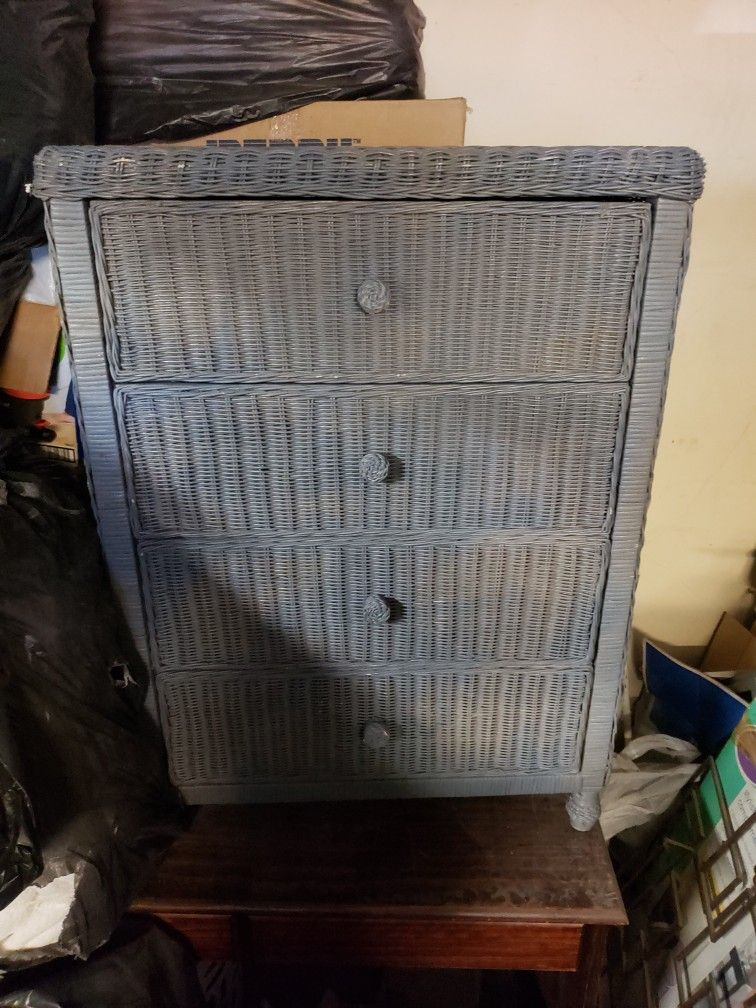 Grey Wicker Painted Dresser 