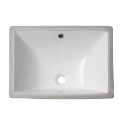 Rectangular Undermount Bathroom Sink, 18", White Porcelain Ceramic with Overflow