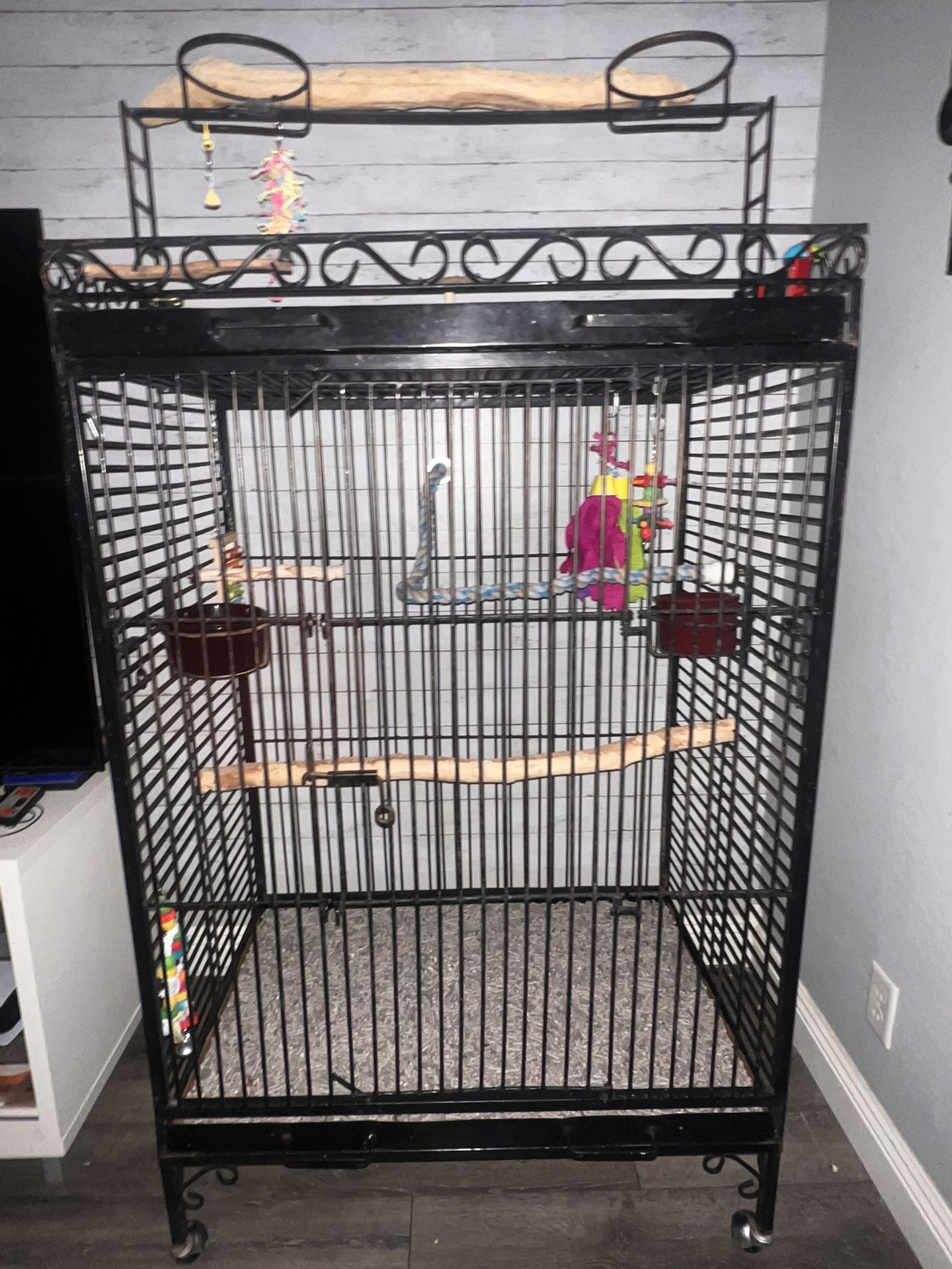 Beautiful Black Wrought Iron Bird Cage