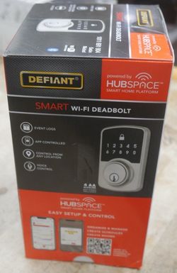 Defiant Square Compact Satin Nickel Electronic Single Cylinder Deadbolt w/ Wi-Fi F(contact info removed)07