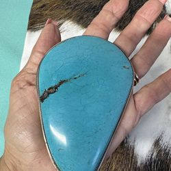 LARGE Sterling/Turqoise David King Brooch