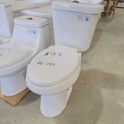 Brand New 2 Piece Toilet in White Color, Soft Close Seat Included and Top Flush Button  $97 each, 10 available  