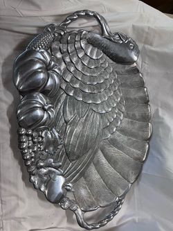 Vintage Lenox Turkey Handled Metal Platter