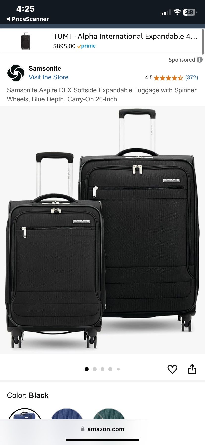 Samsonite Aspire DLX Softside Expandable Luggage with Spinner Wheels, Blue Depth, Carry-On 20