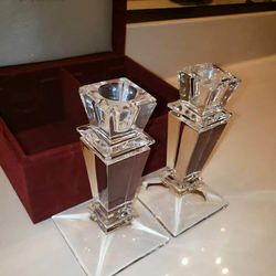 X2 VINTAGE NEW IN BOX CRYSTAL LEGENDS BY GODINGER CANDLE HOLDER ACCENT TABLE DECOR CANDLESTICK PILLER GIFT SET