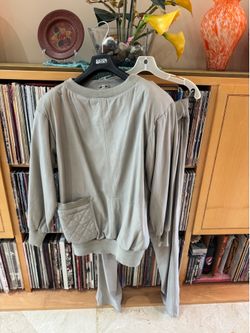 PRICE DROP:VTG 80s EJ HARPER NW/OT lined,Gray LAMBSKIN LEATHER TRACK SUIT, M