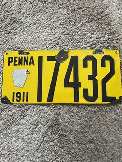 1911 Pennsylvania License Plate-114 Years Old