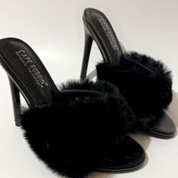 Black Furry Heels 