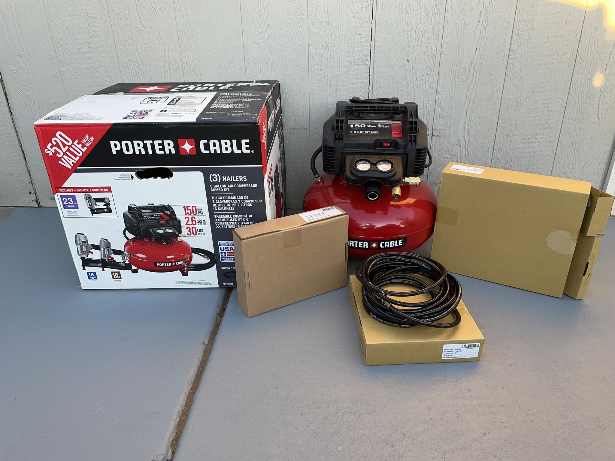 Porter-Cable 6 Gal. Portable Electric Air Compressor with 16-Gauge, 18-Gauge and 23-Gauge Nailer 3 Tool Combo Kit